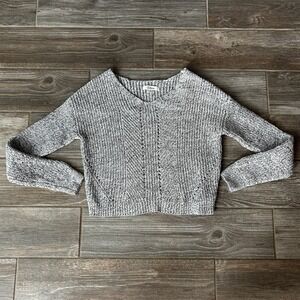 Takara Women's V-Neck Speckled Knit‎ Sweater Cropped Cute Classic Casual Size S